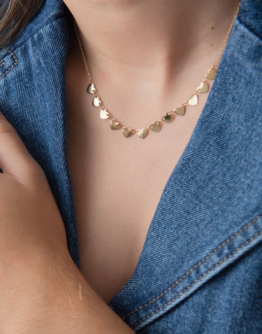 ketting hartjes pailletten goudkleurig