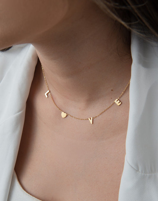 Ketting love goudkleurig