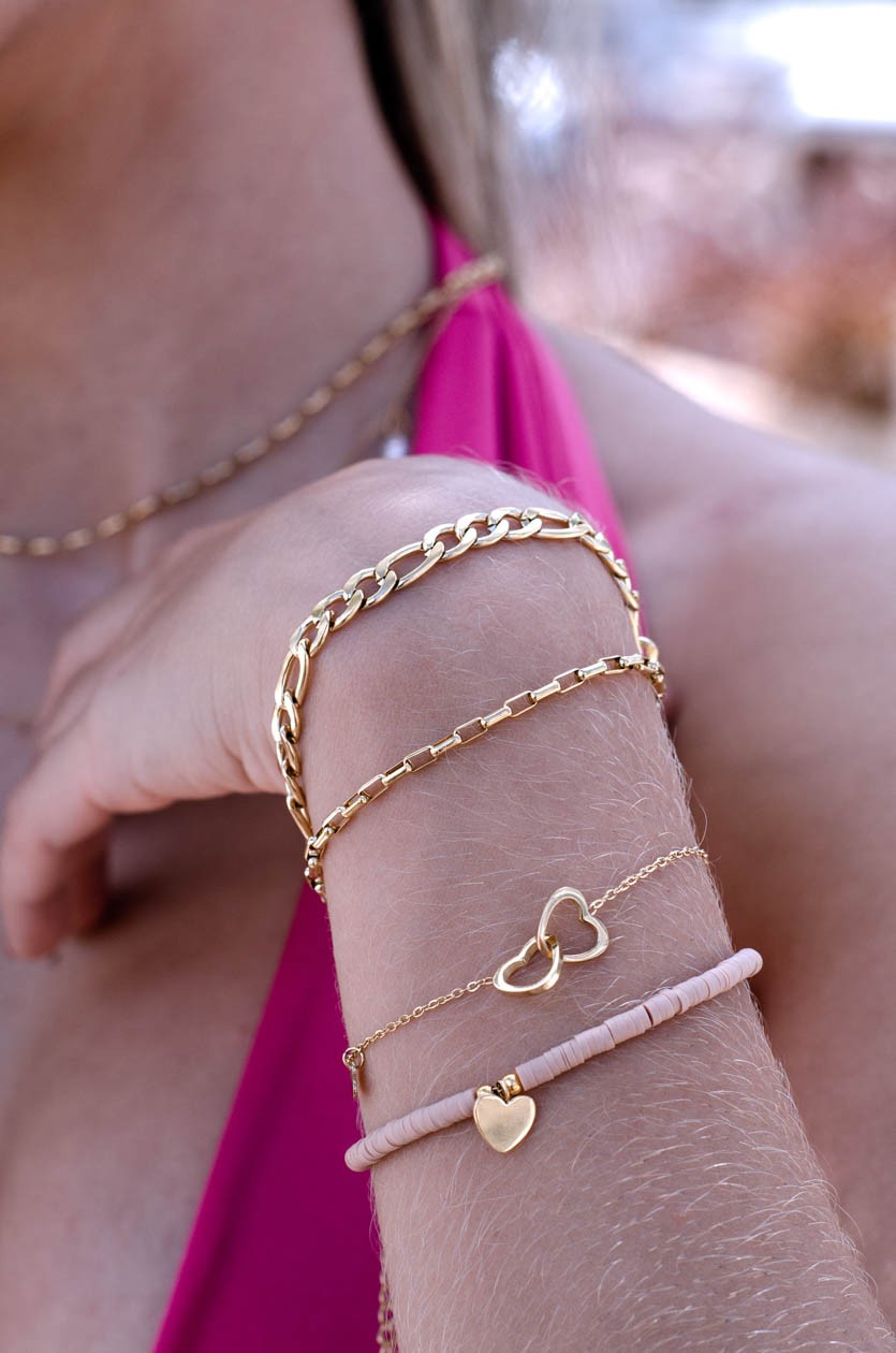 Schakelarmband breed basic goudkleurig