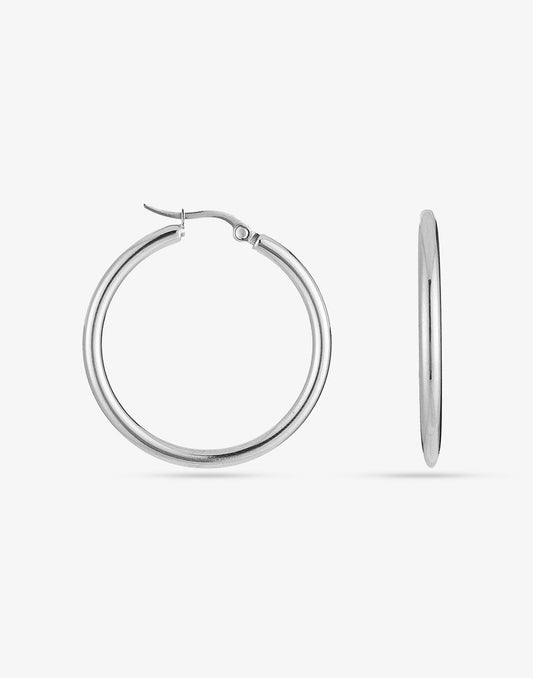 Oorringen hoops zilverkleurig 30mm