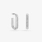 Oval rectangle earrings rhinestone silver-colored
