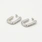 Oval rectangle earrings rhinestone silver-colored