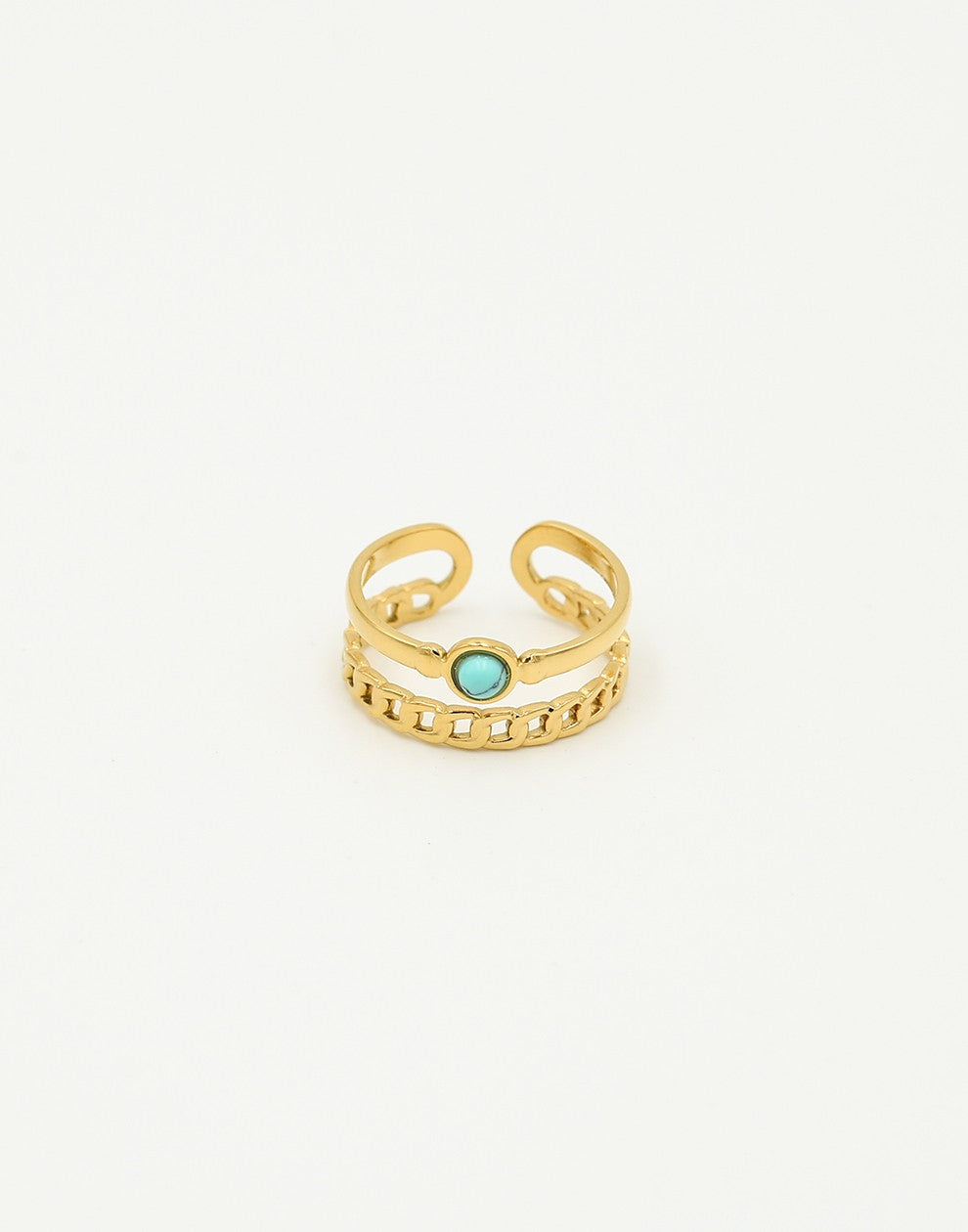 Dubbele ring met steen tuquoise