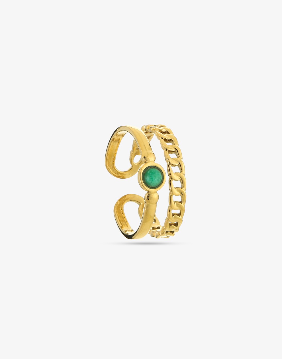Dubbele ring met steen groen