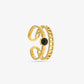 Dubbele ring met steen zwart