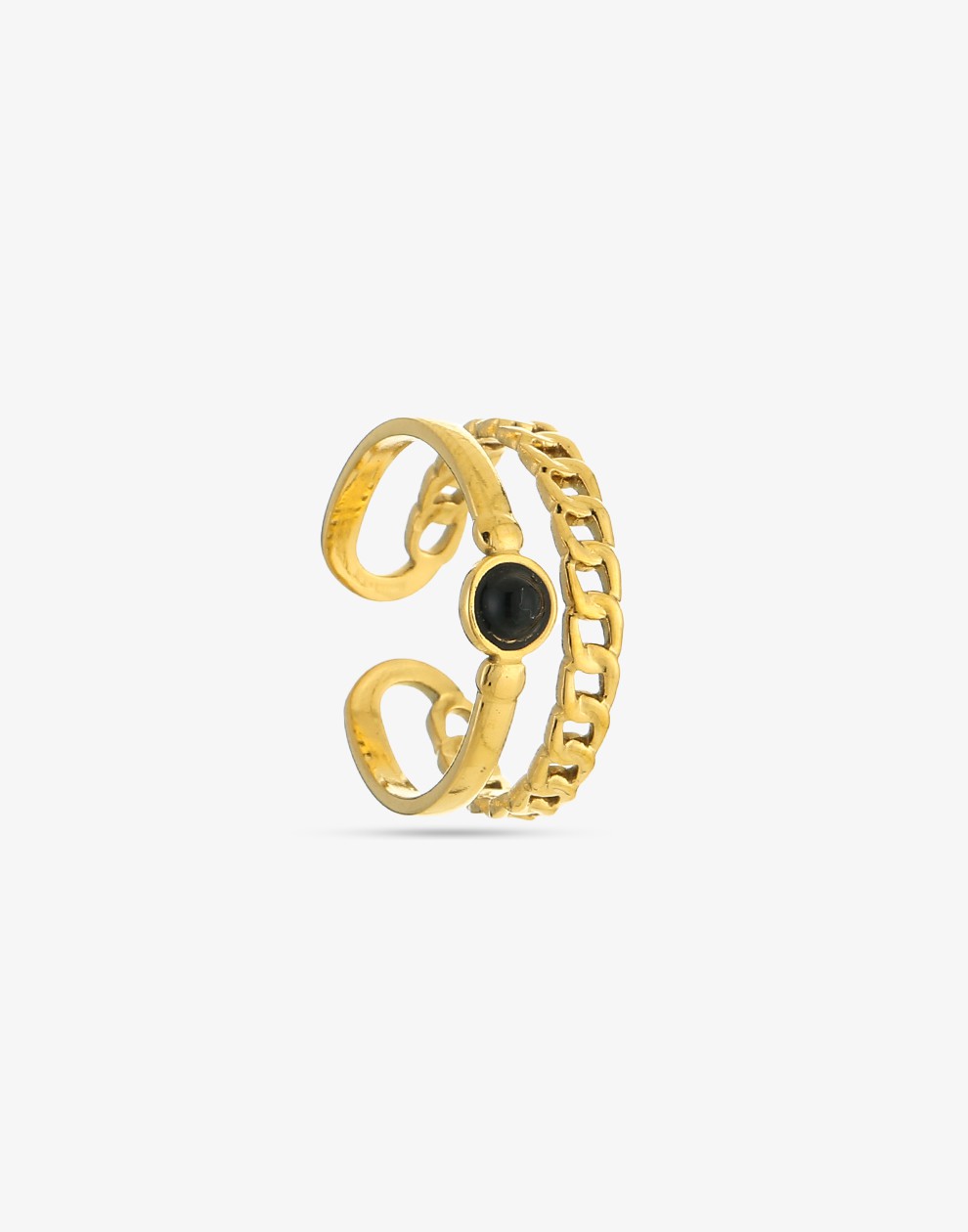 Dubbele ring met steen zwart