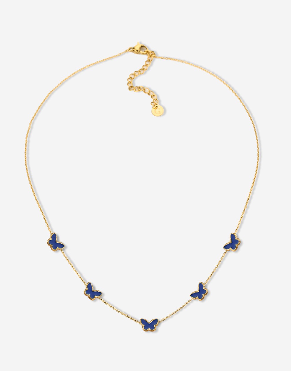 Ketting vlinders blauw goudkleurig
