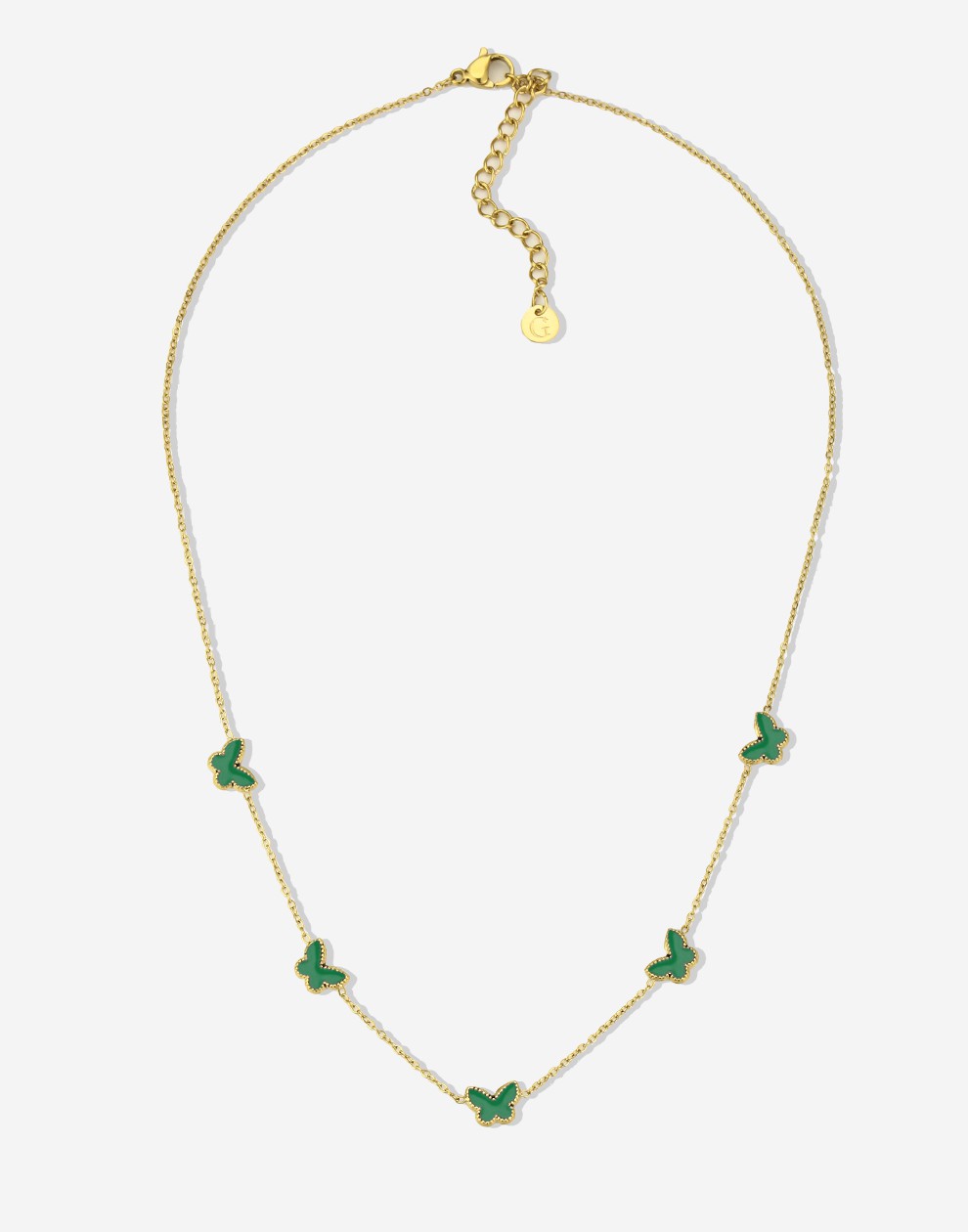 Ketting vlinders groen goudkleurig
