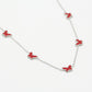 Ketting vlinders rood zilverkleurig