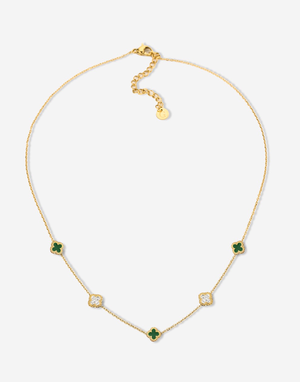 Ketting klavers groen met strass