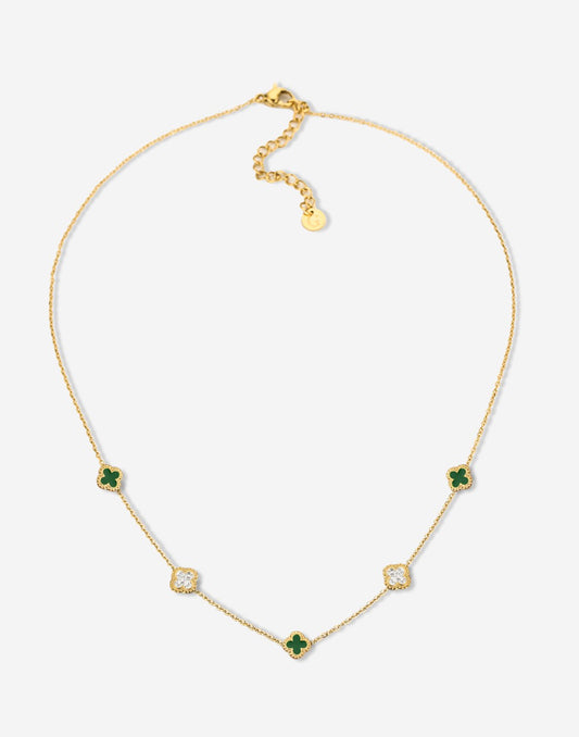 Ketting klavers groen met strass