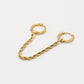 Dubbele oorringen gedraaide chain goudkleurig