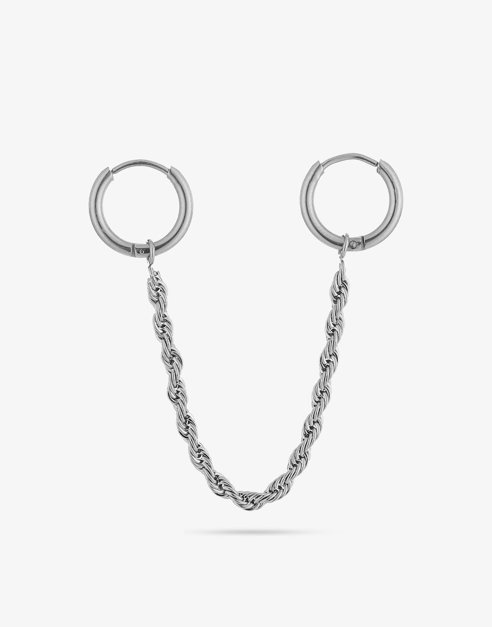 Dubbele oorringen gedraaide chain zilverkleurig