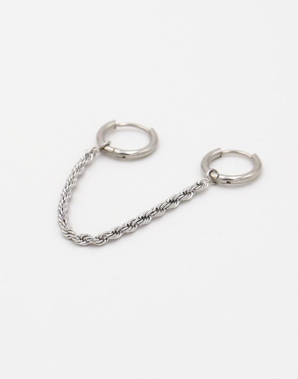 Dubbele oorringen gedraaide chain zilverkleurig