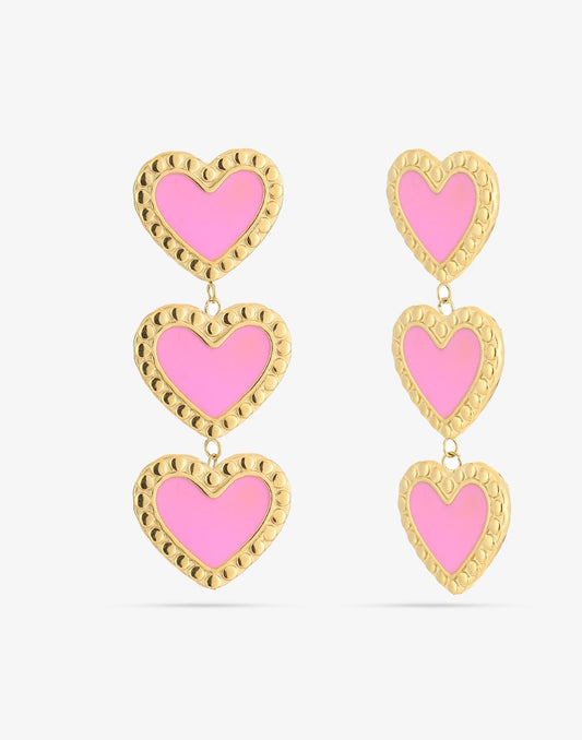 Hartjes oorbellen hanger roze