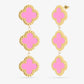 Klavers oorbellen hanger roze
