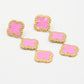 Klavers oorbellen hanger roze