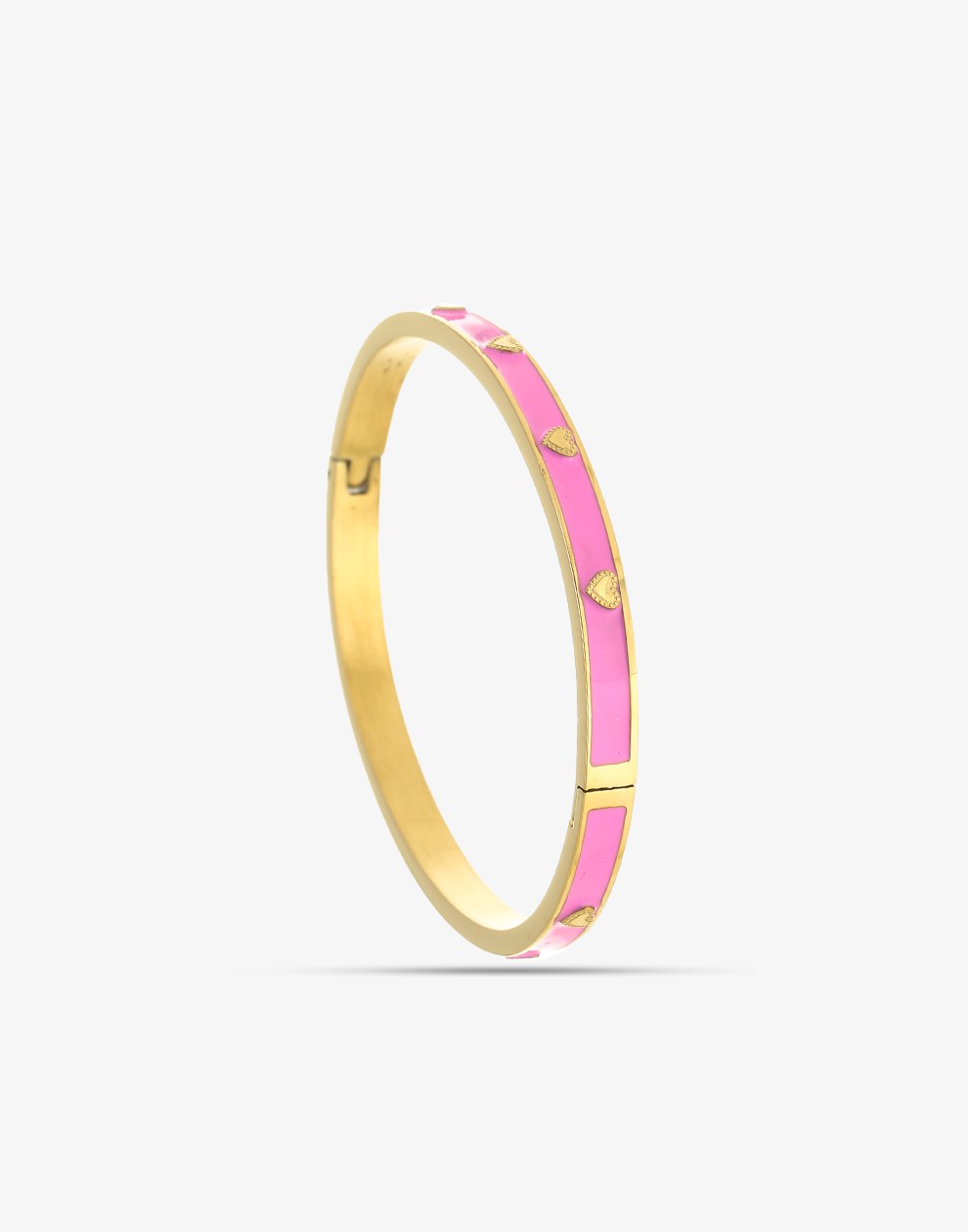 Bangle armband hartjes roze