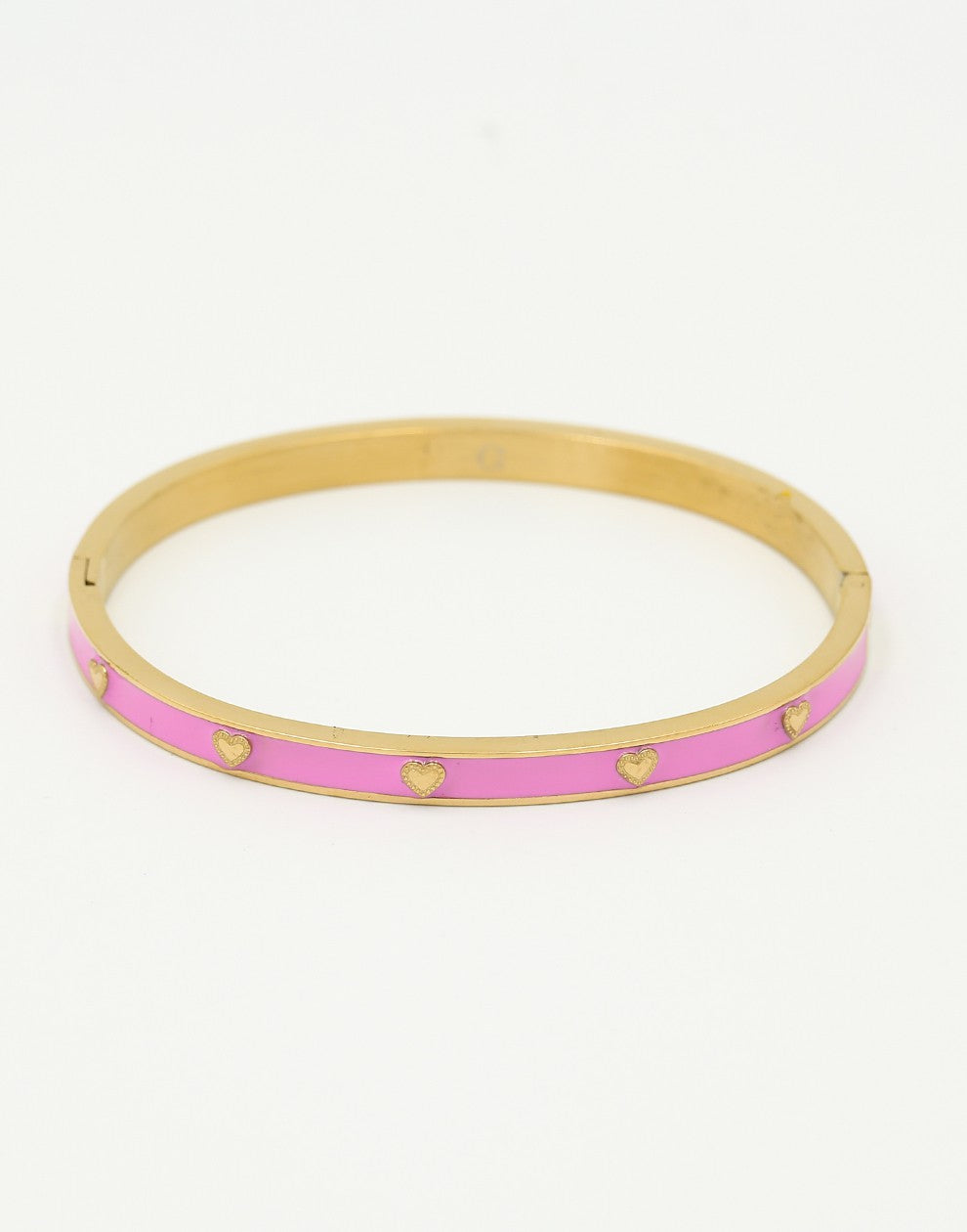 Bangle armband hartjes roze