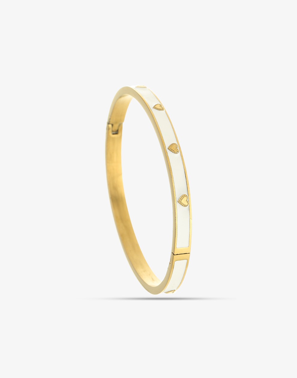 Bangle armband hartjes wit
