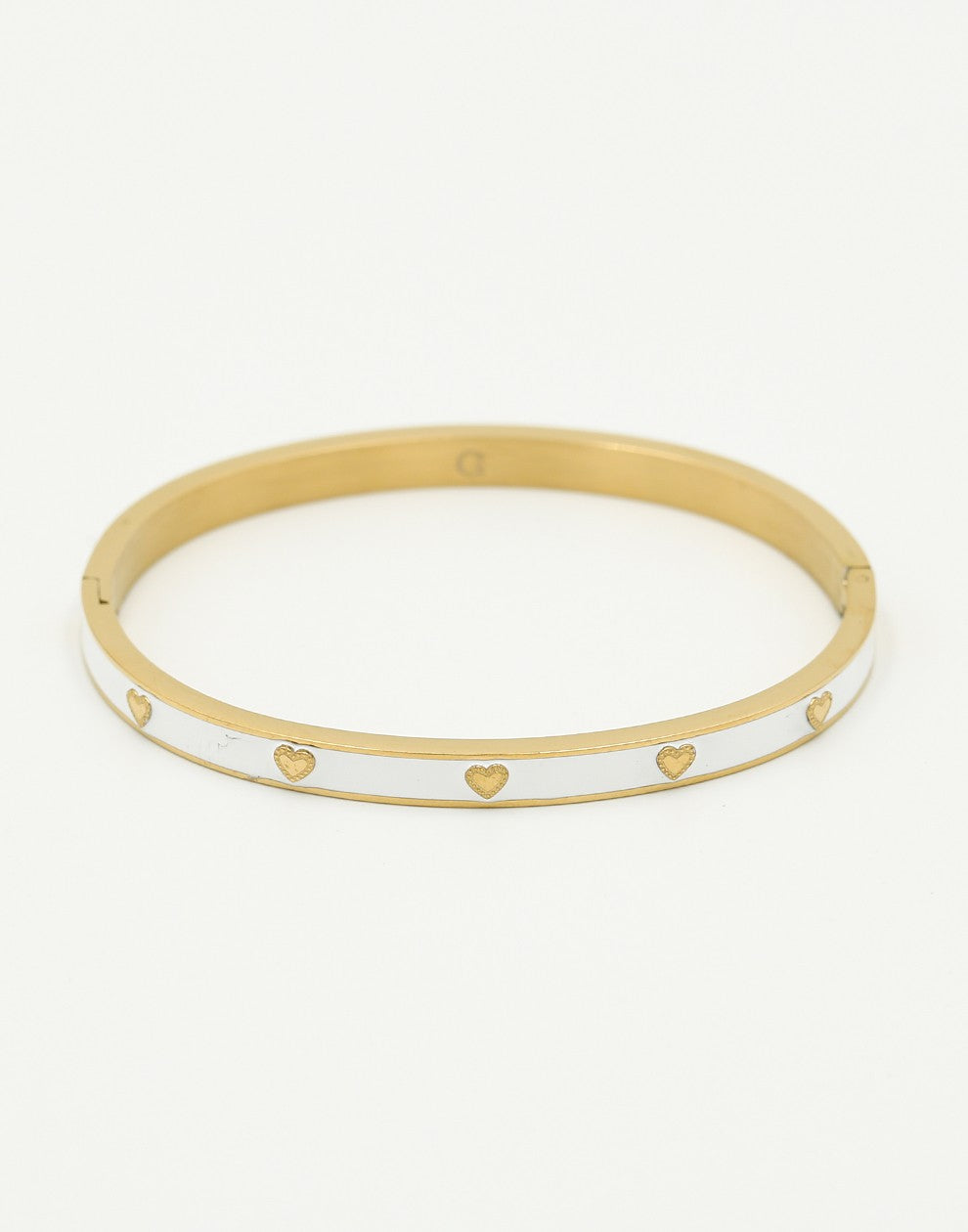 Bangle armband hartjes wit
