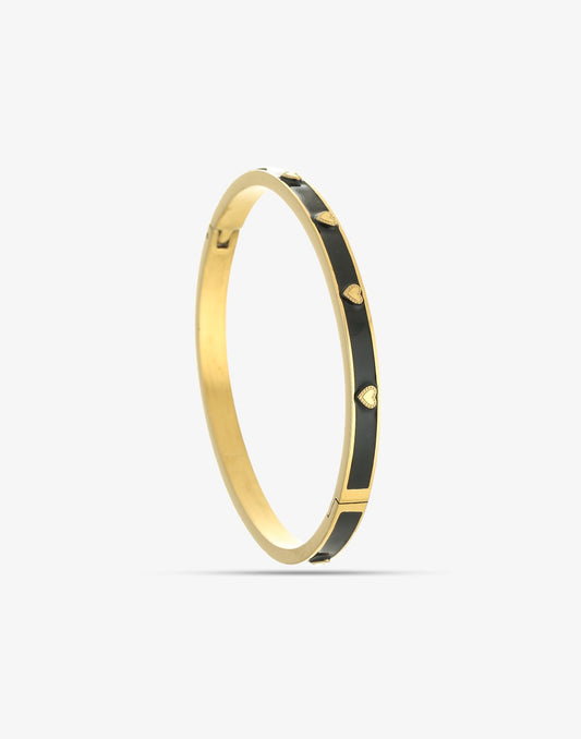 Bangle armband hartjes zwart