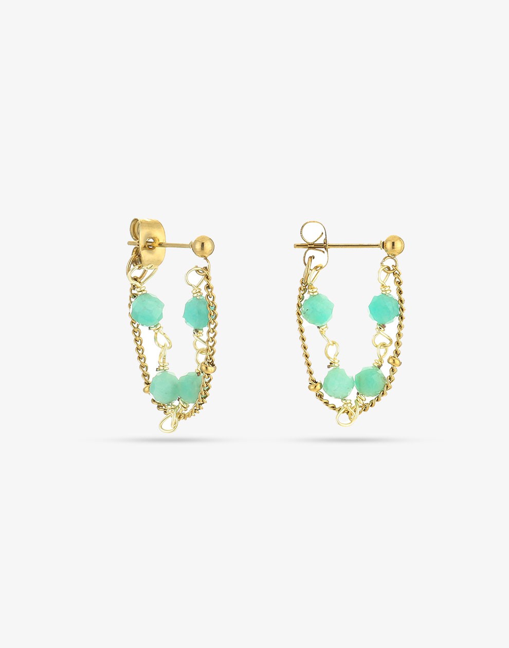 Ear stud necklace beads turquoise