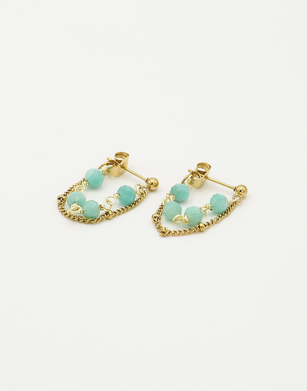 Ear stud necklace beads turquoise