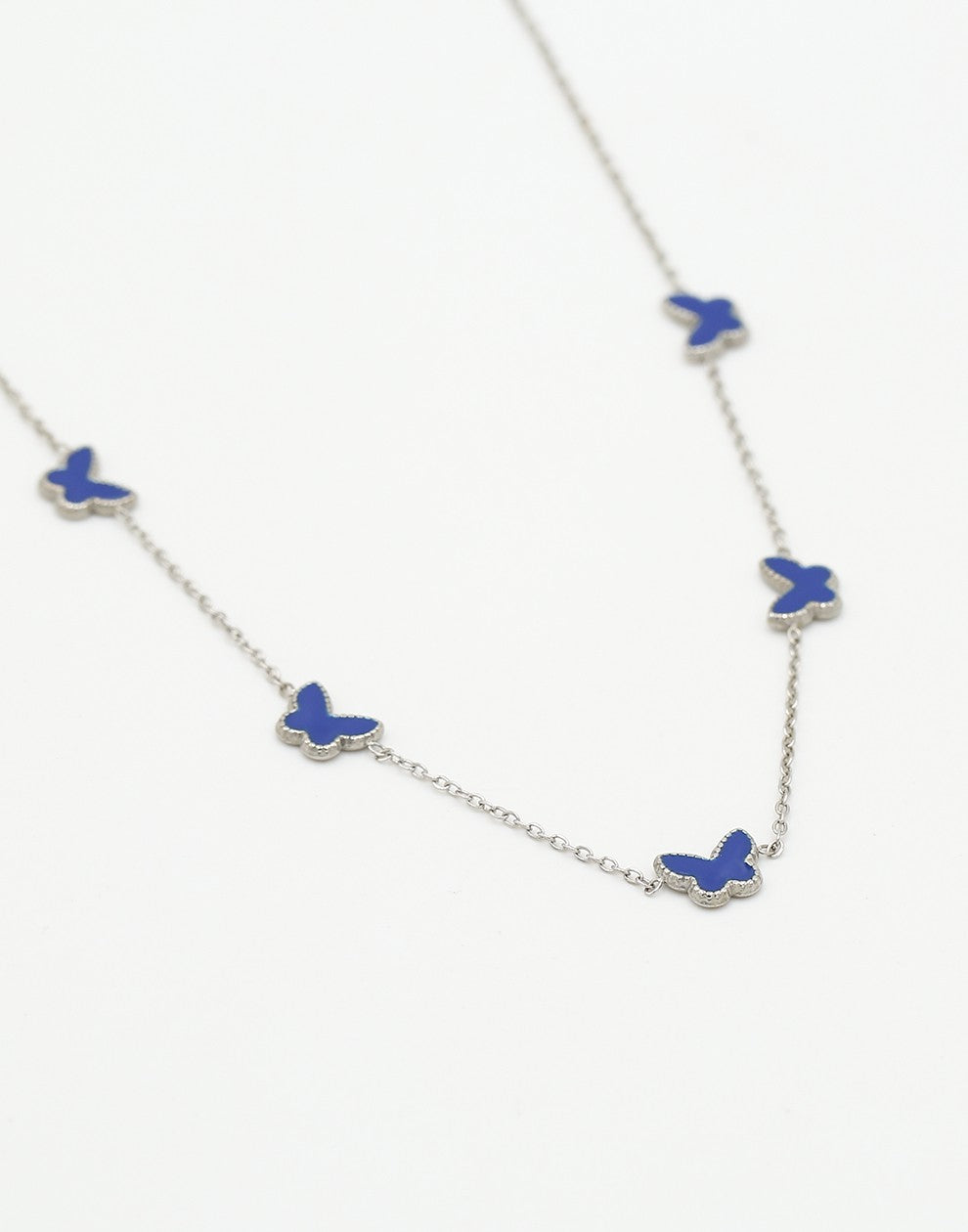 Ketting vlinders blauw zilverkleurig