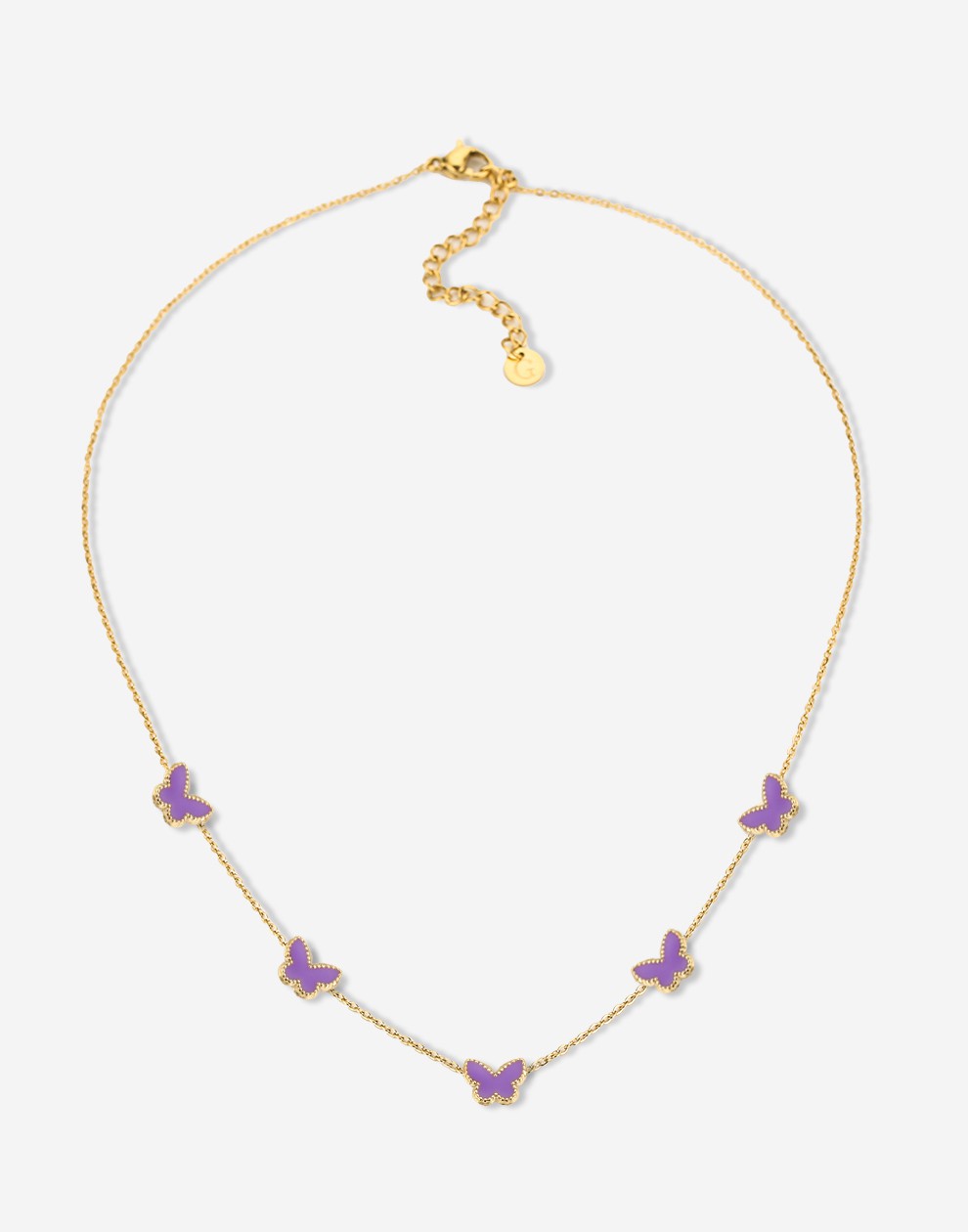 Ketting vlinders paars goudkleurig