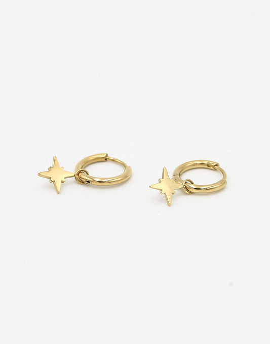 Oorringen met morningstar hanger goudkleurig