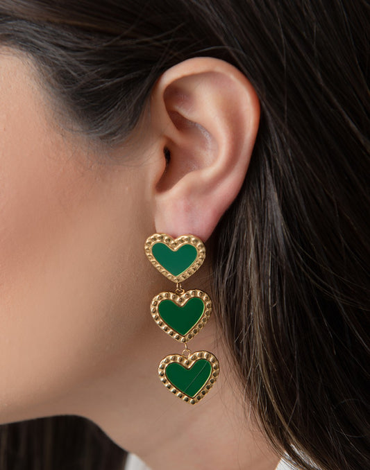 Hartjes oorbellen hanger groen