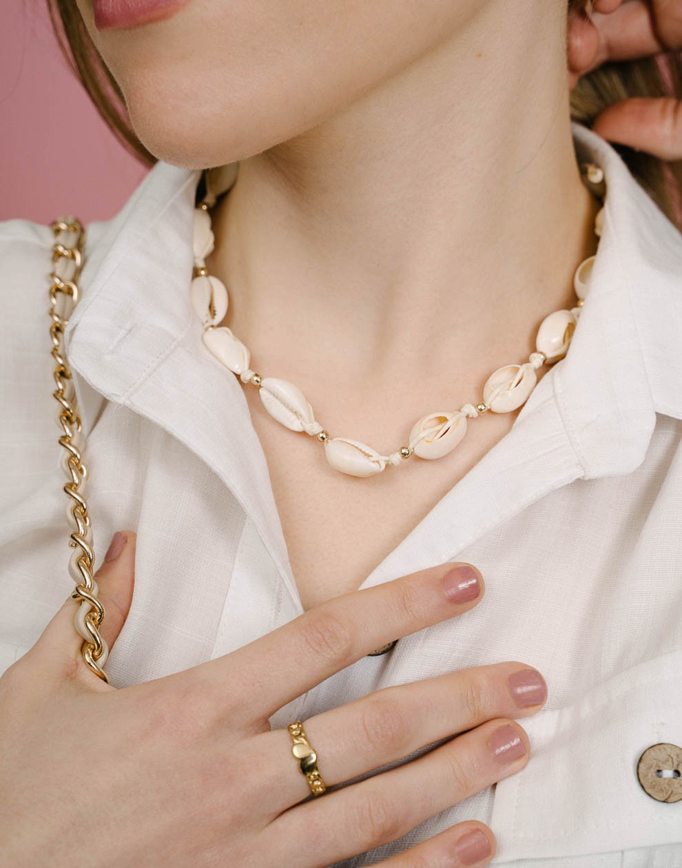 Schelpenketting beige