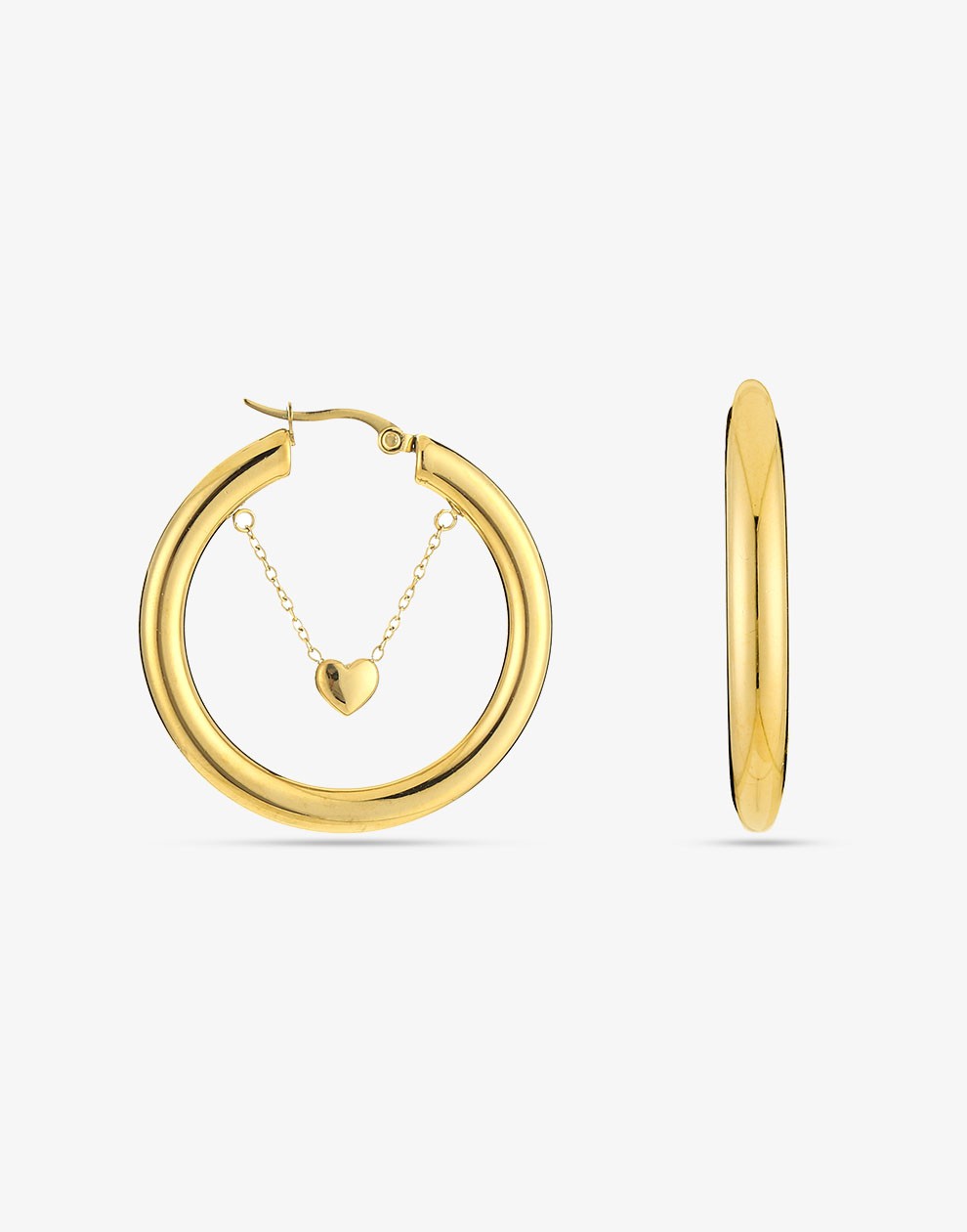 Oorringen hoops hangend hartje goudkleurig