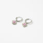 Earrings with clover marble pink silver color