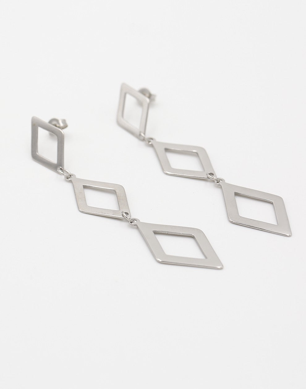 Oorhangers grote ruitjes zilverkleurig