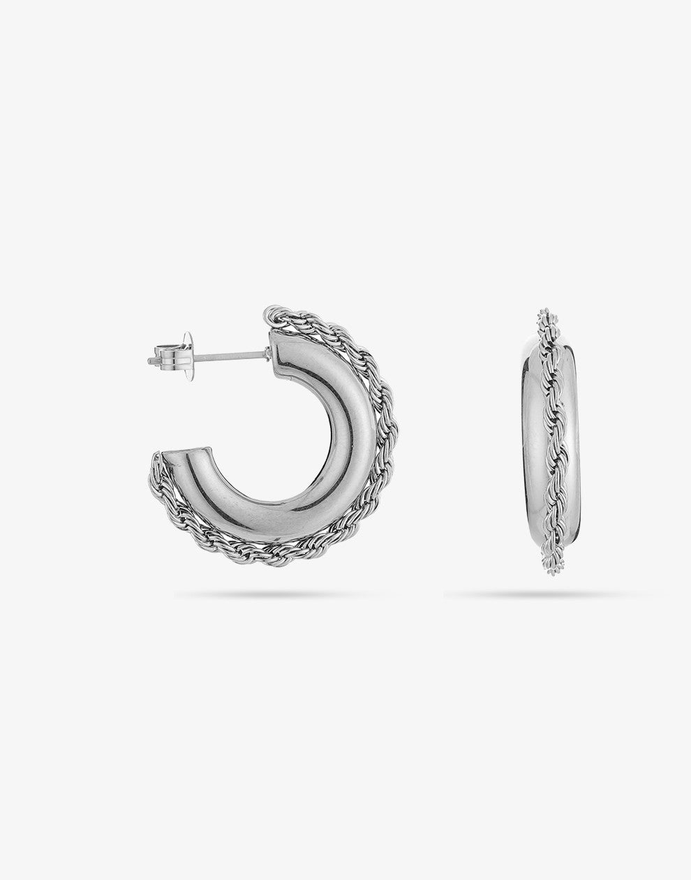 Chunky hoop tribal klein zilverkleurig