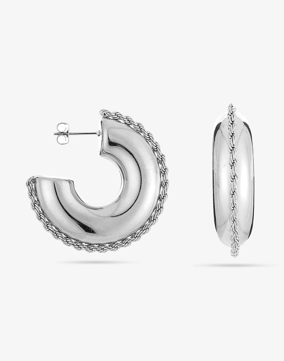 Chunky hoop tribal zilverkleurig