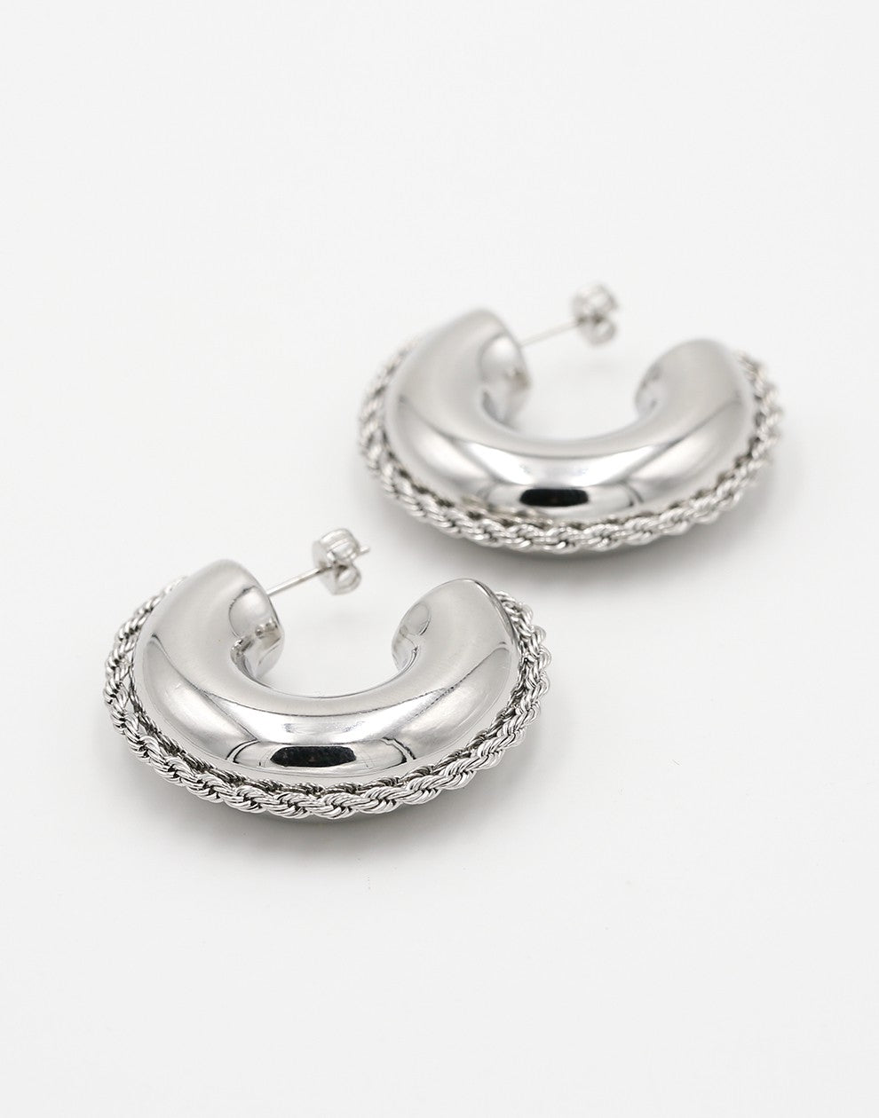 Chunky hoop tribal zilverkleurig