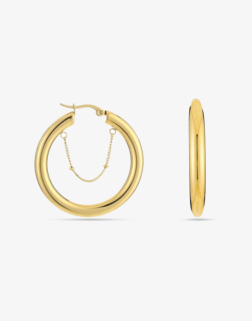 Oorringen hoops chain goudkleurig