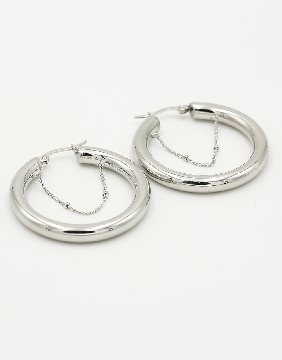 Oorringen hoops chain zilverkleurig