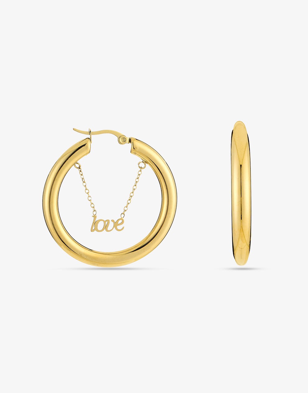 Oorringen hoops love goudkleurig