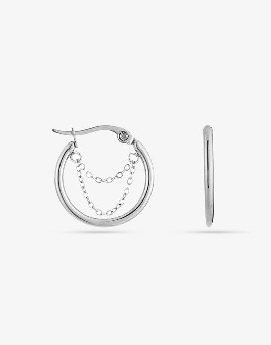 creolen dubbel chain zilverkleurig