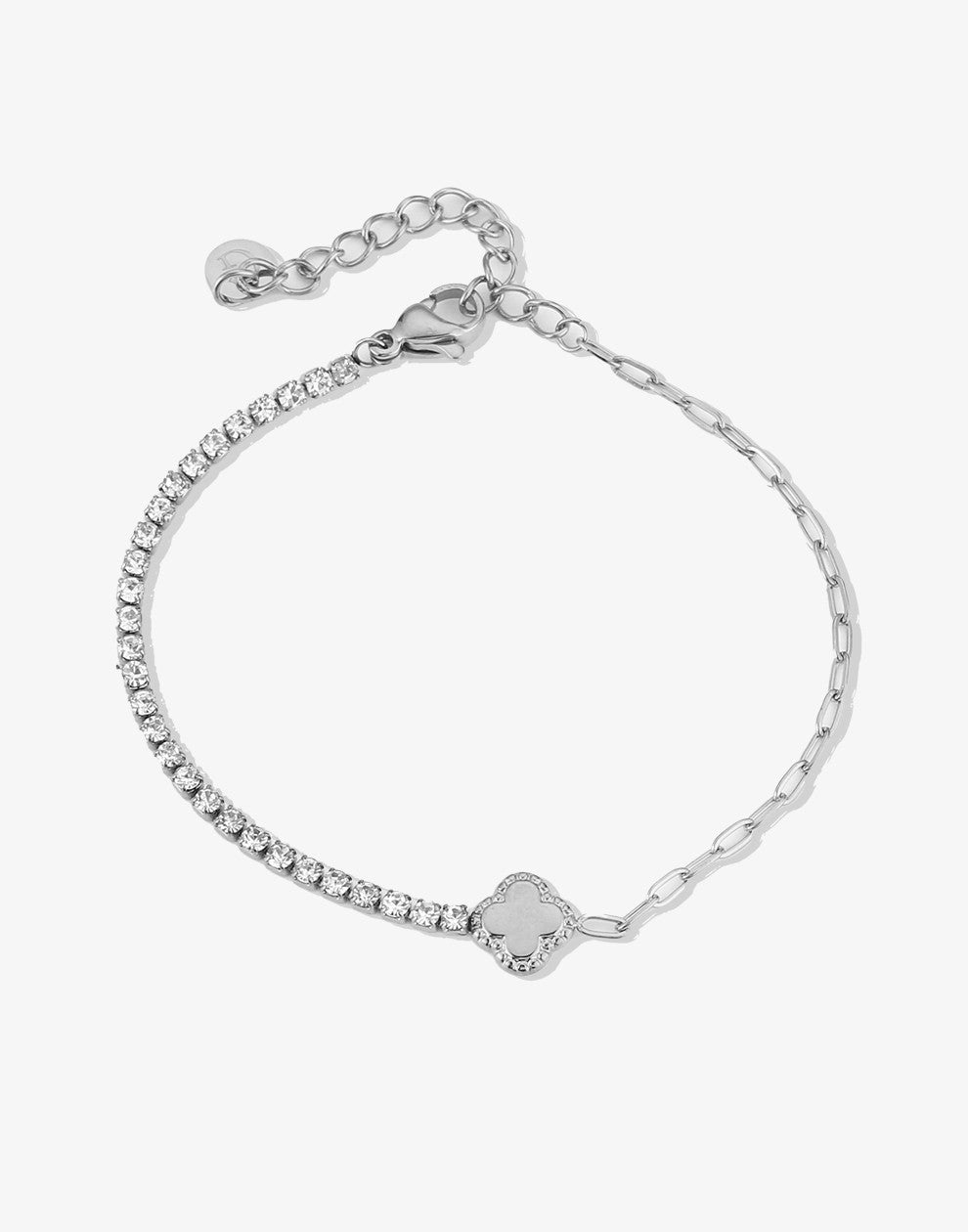 klaverarmband tennis chain zilverkleurig