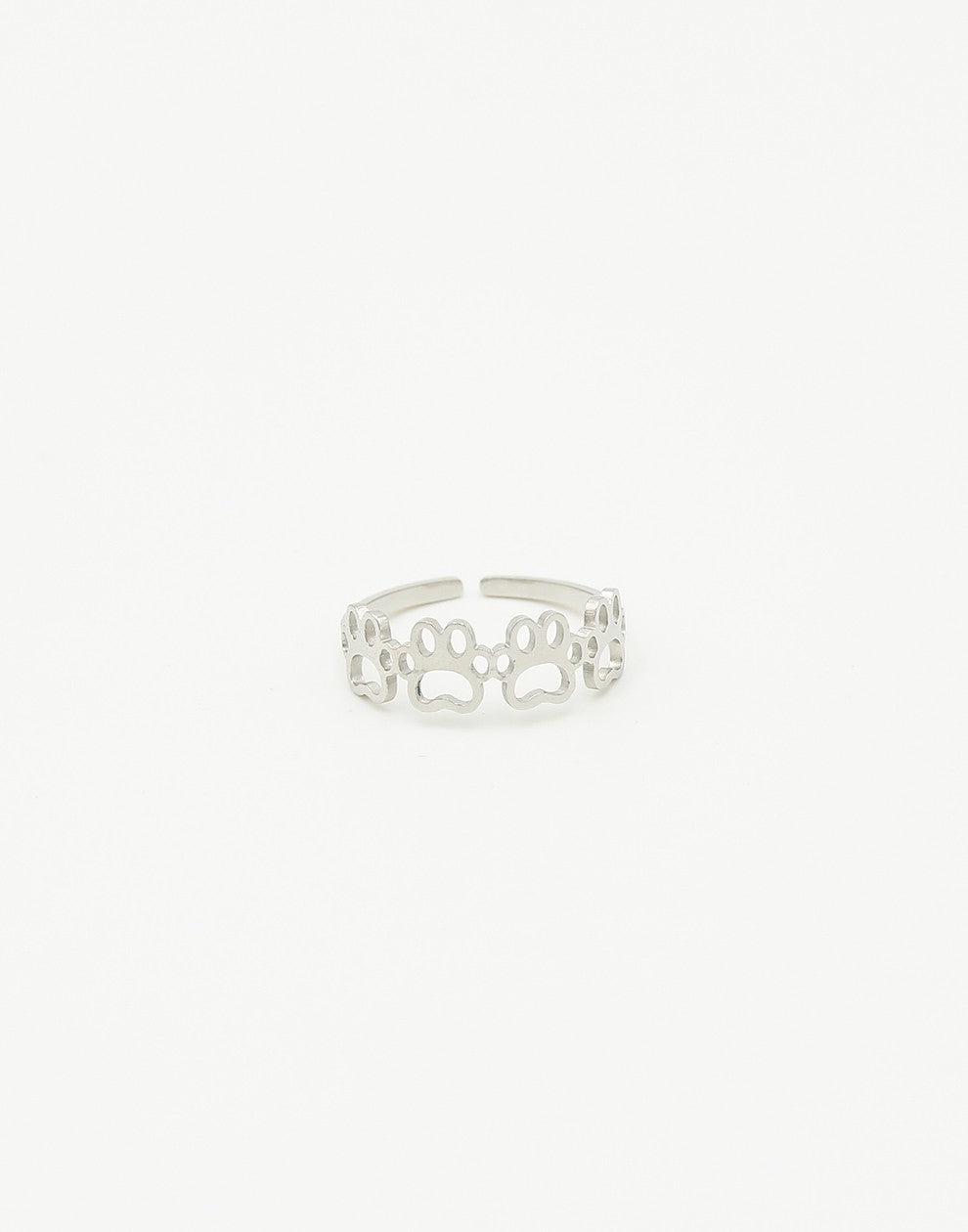 Ring hondenpootjes zilverkleurig