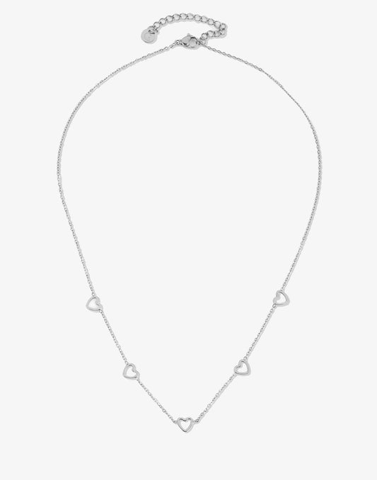 ketting open hartjes zilverkleurig