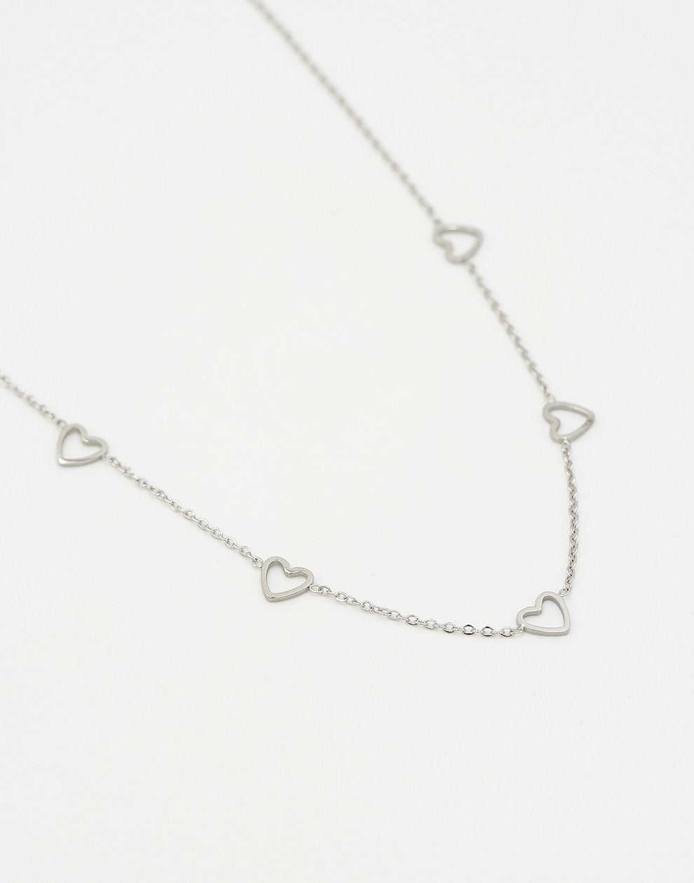 ketting open hartjes zilverkleurig