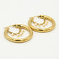 Oorringen hoops parels goudkleurig