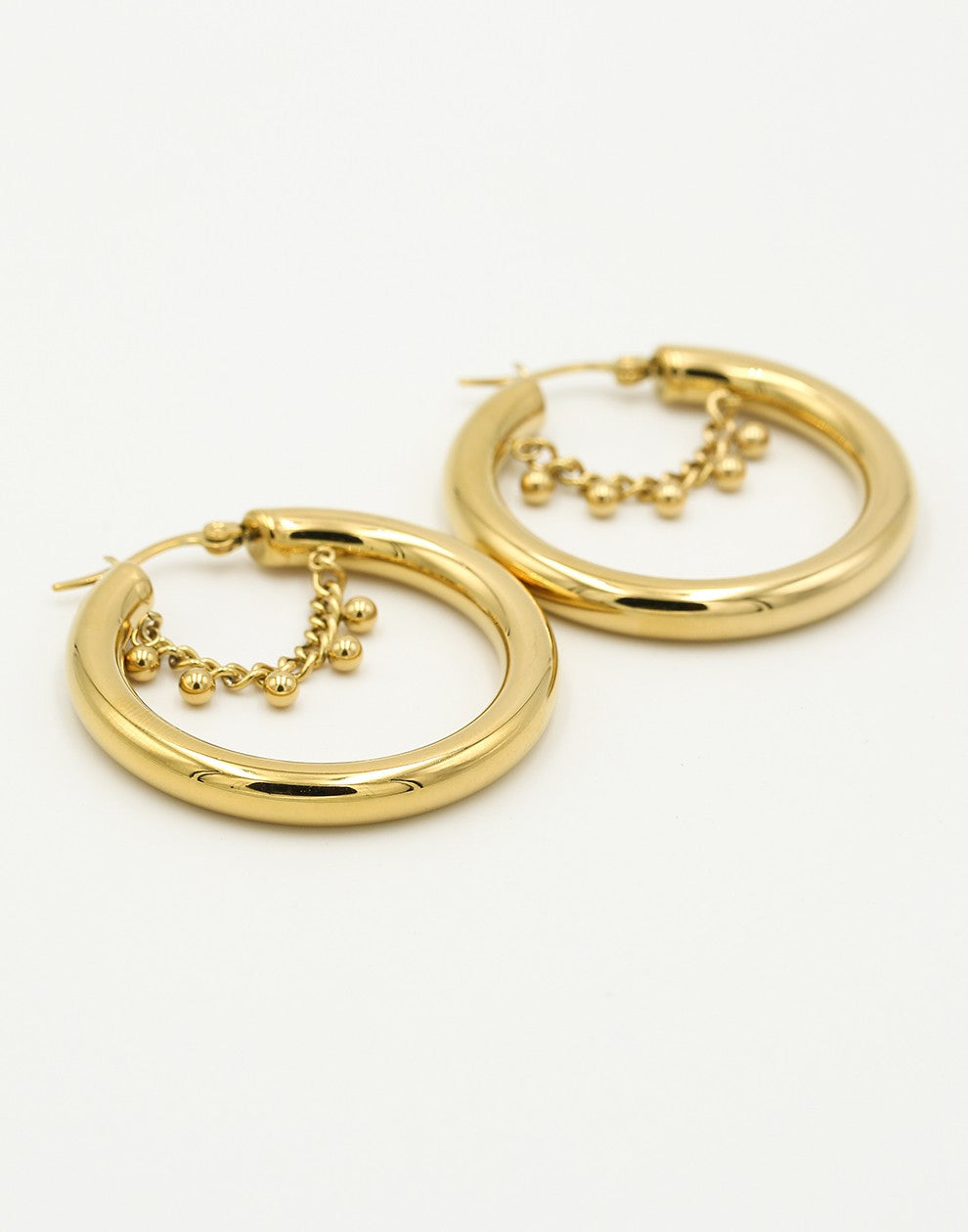 Oorringen hoops chain bolletjes goudkleurig