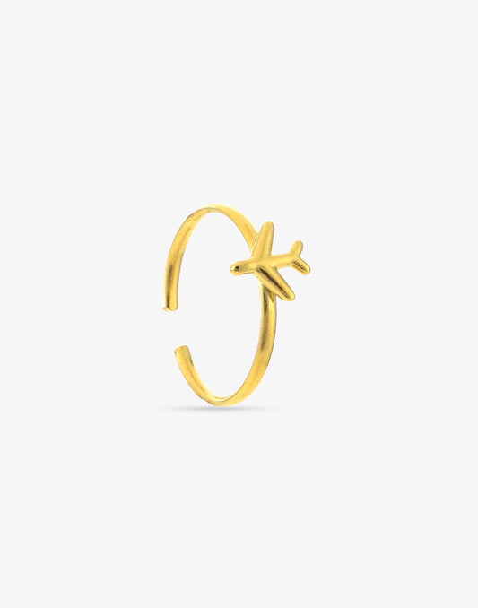 ring vliegtuig goudkleurig
